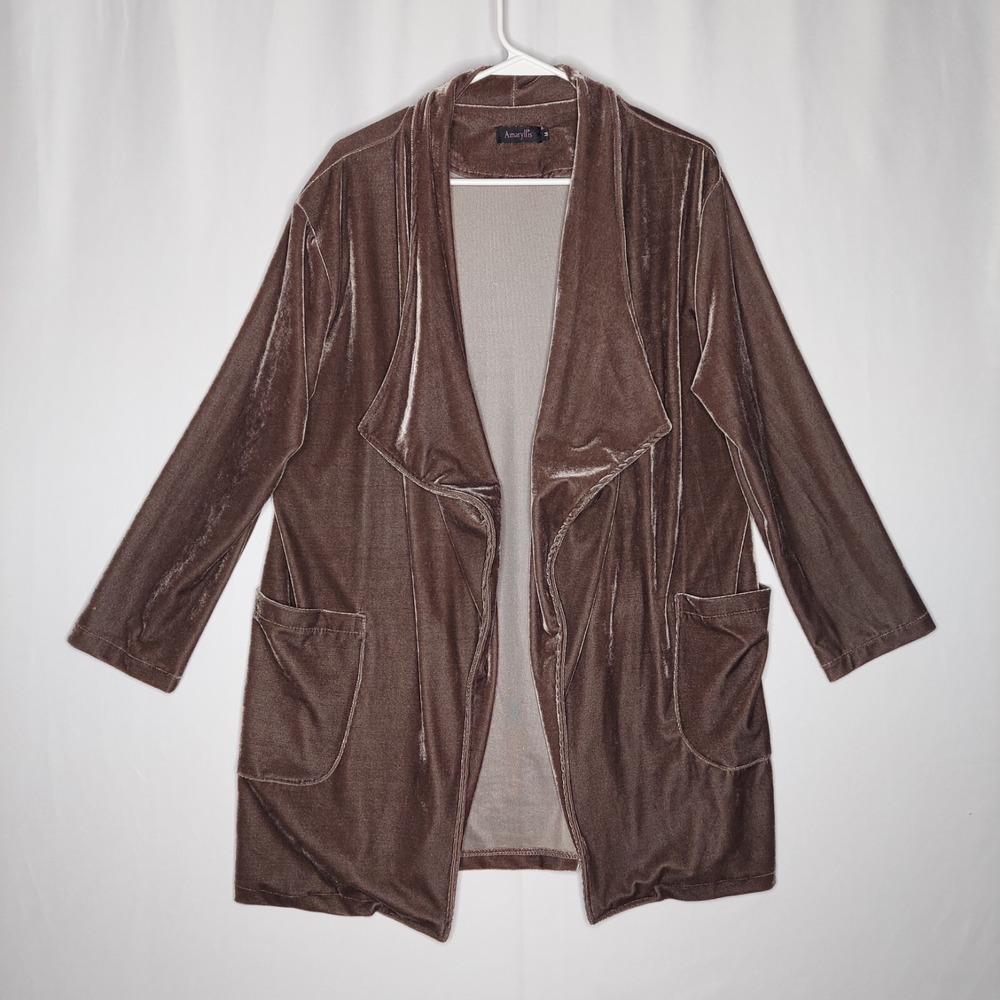 Amaryllis Women Brown Velvet Cardigan Medium Romantic Holiday Fairy‎